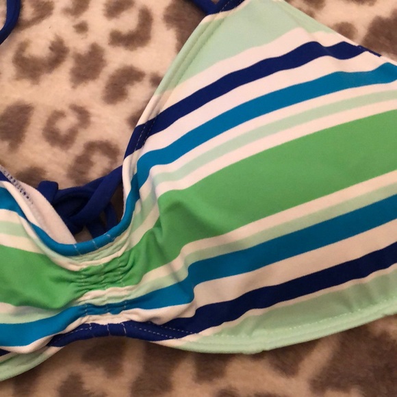 Abercrombie Stripe Bikini Top in Blue Green Size Small - Picture 3 of 10